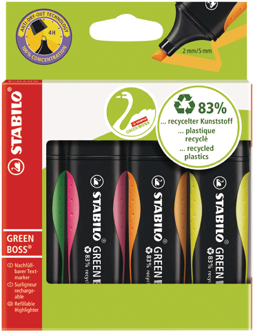 STABILO Textmarker GREEN BOSS 2-5mm 6070/4 4-couleurs