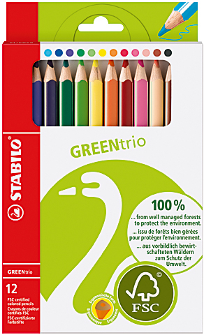 STABILO Crayon de couleur Green Trio 6203/12 12 couleurs étui