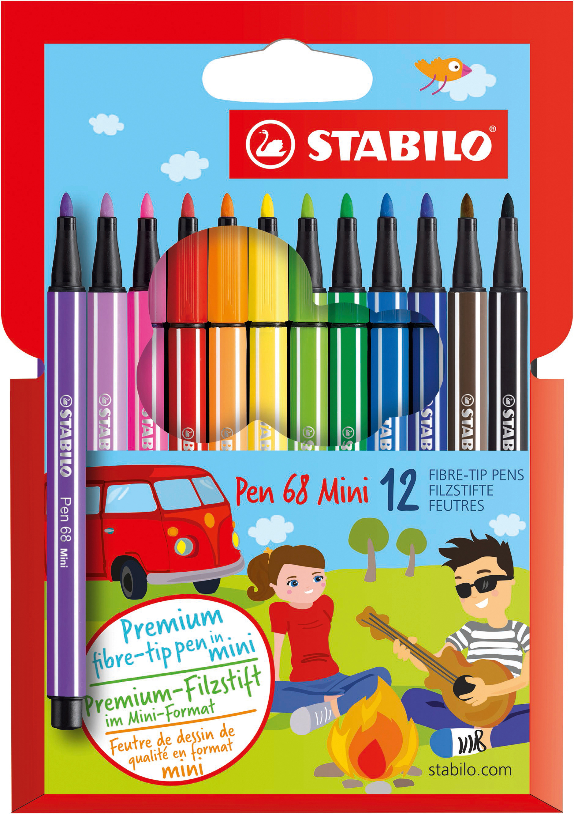STABILO Stylo fibre Pen 68 668/12 12 couleurs, étui