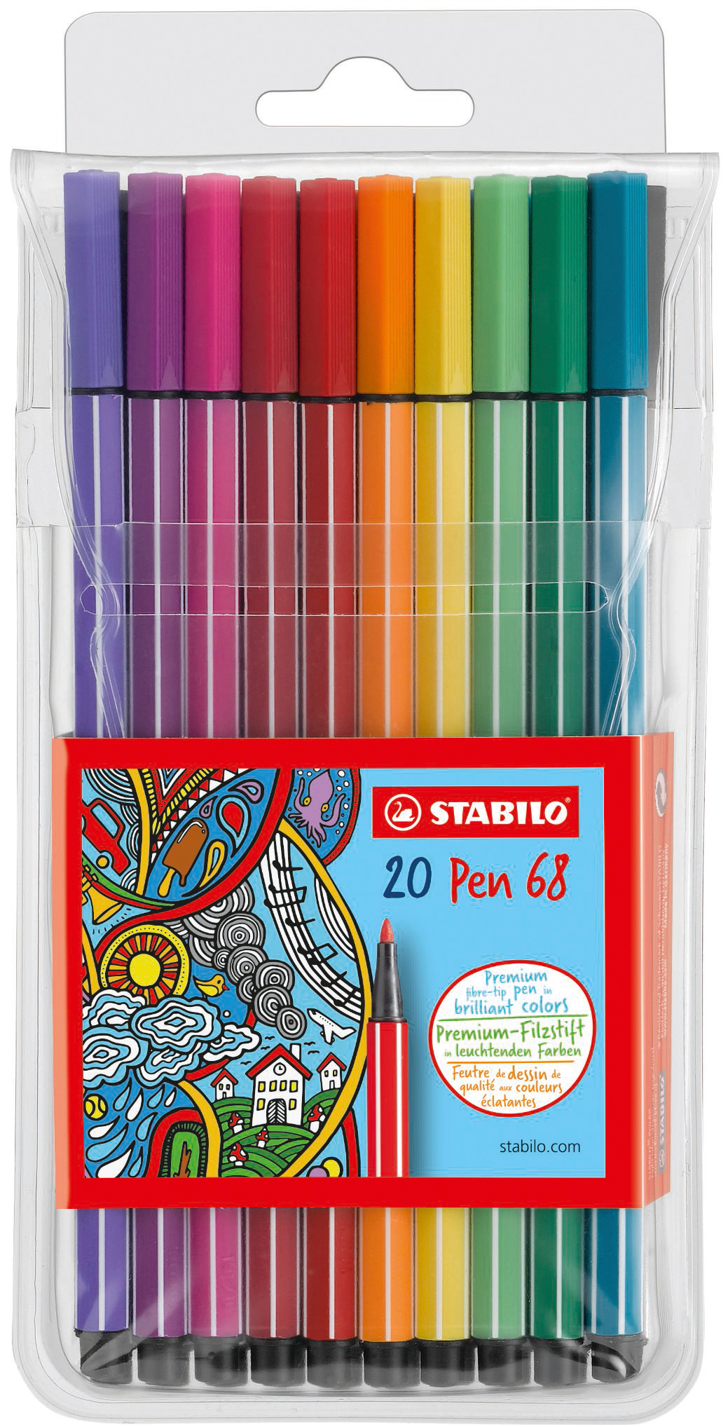 STABILO Stylo Fibre Pen 68 1mm 68/20 20 couleurs ass.