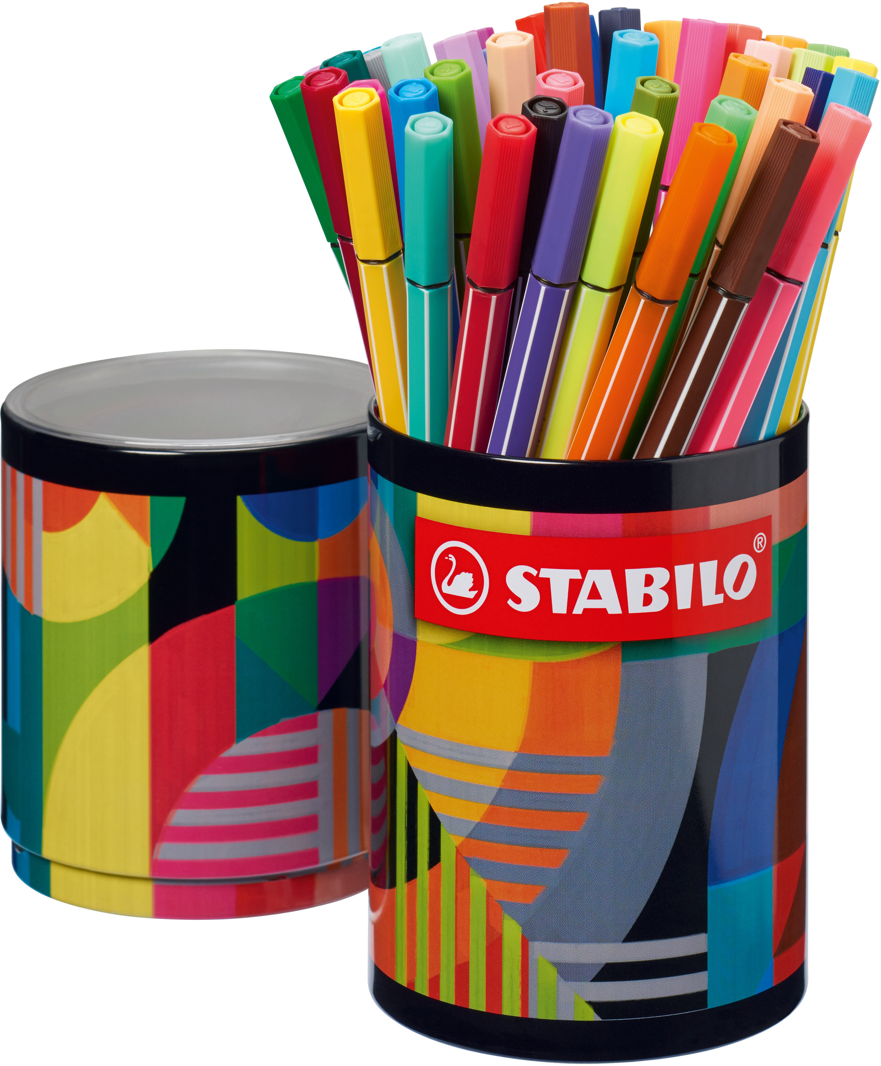 STABILO Stylo Fibre Pen 68 Arty 1mm 68/45-2-20 Etui métallique,rond 45 pièces