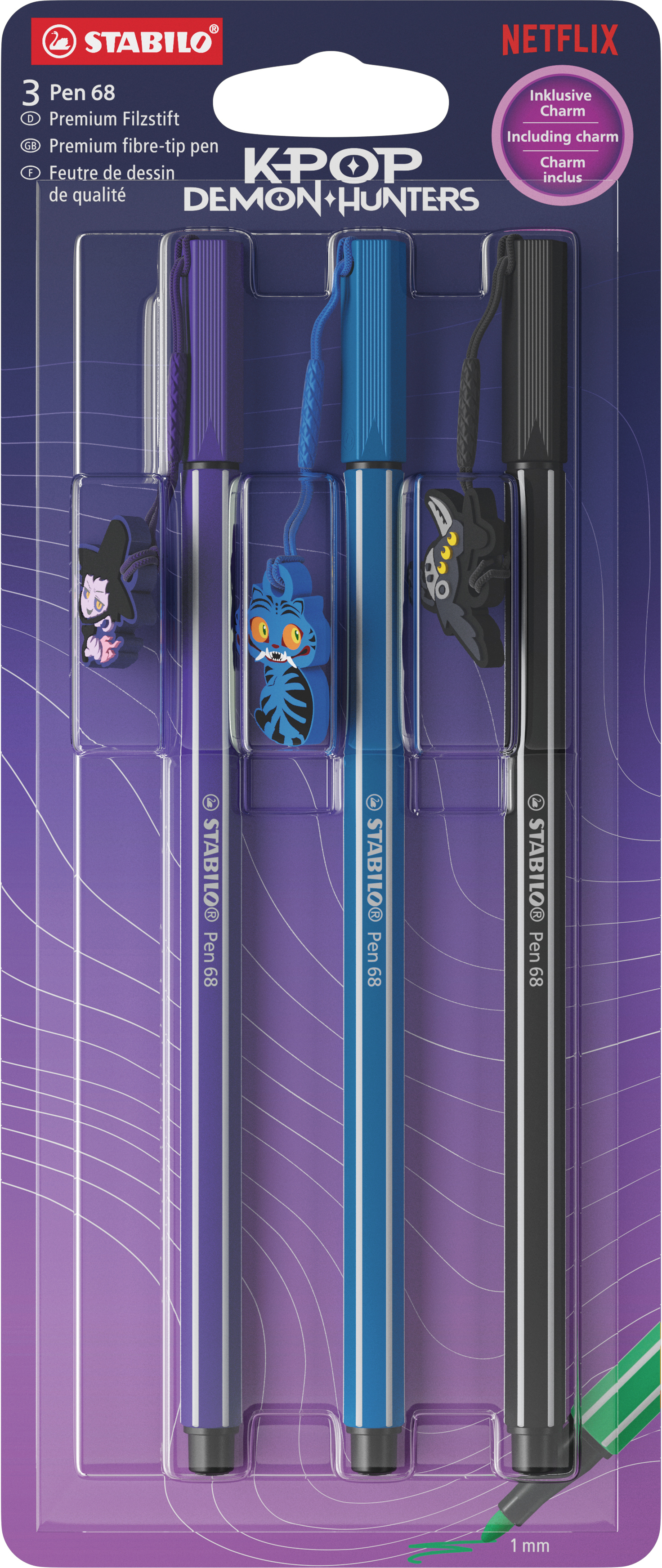 STABILO Fasermaler Pen 68 1mm 6803-1-2 Demon Hunters,Saja Boys 3 Stk.