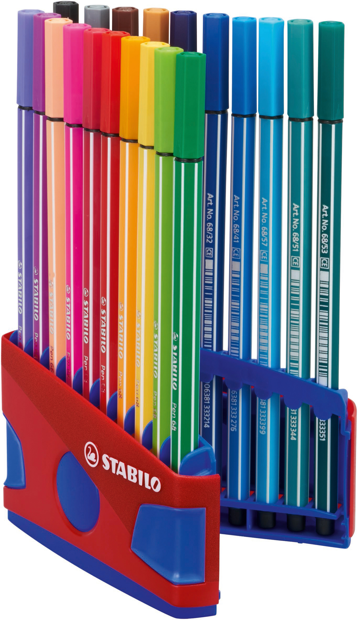 STABILO Stylo fibre Pen 68 6820-04 20 pcs., Color box rouge/bleu 20 pcs., Color box rouge/bleu