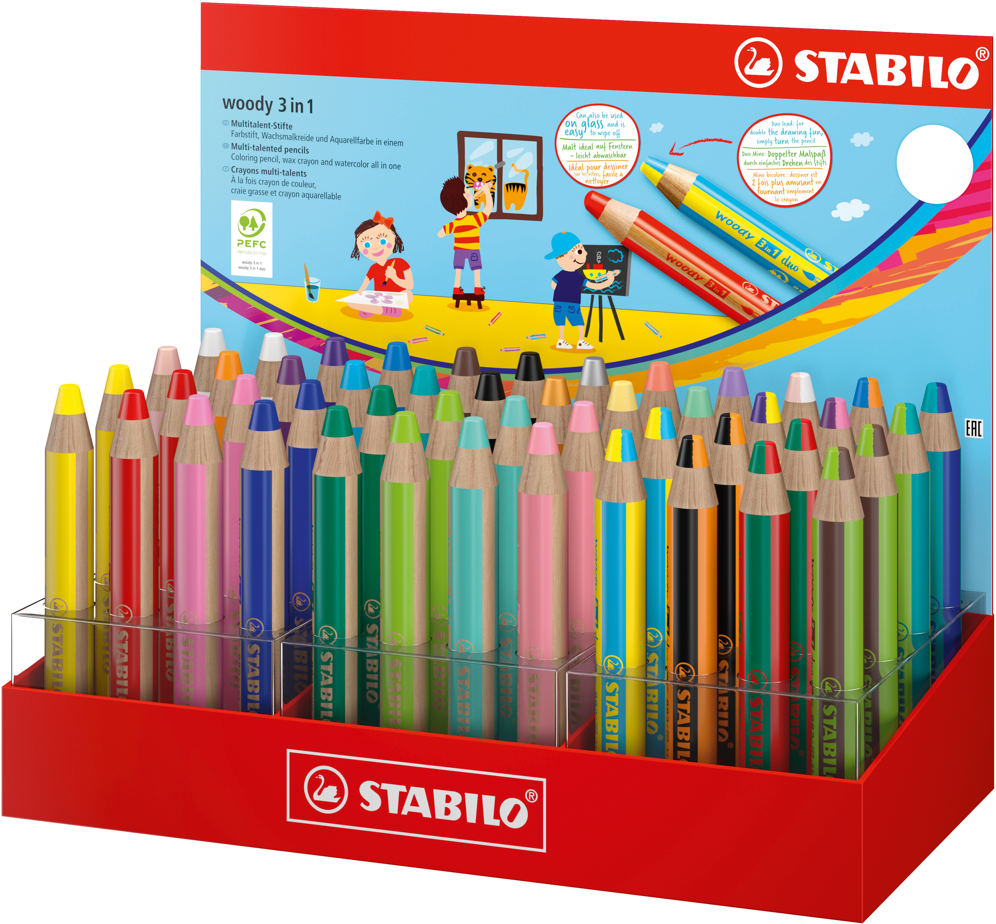 STABILO Crayon couleur Woody 3 in 1 880/48-5 Mix-Display 48 pcs.