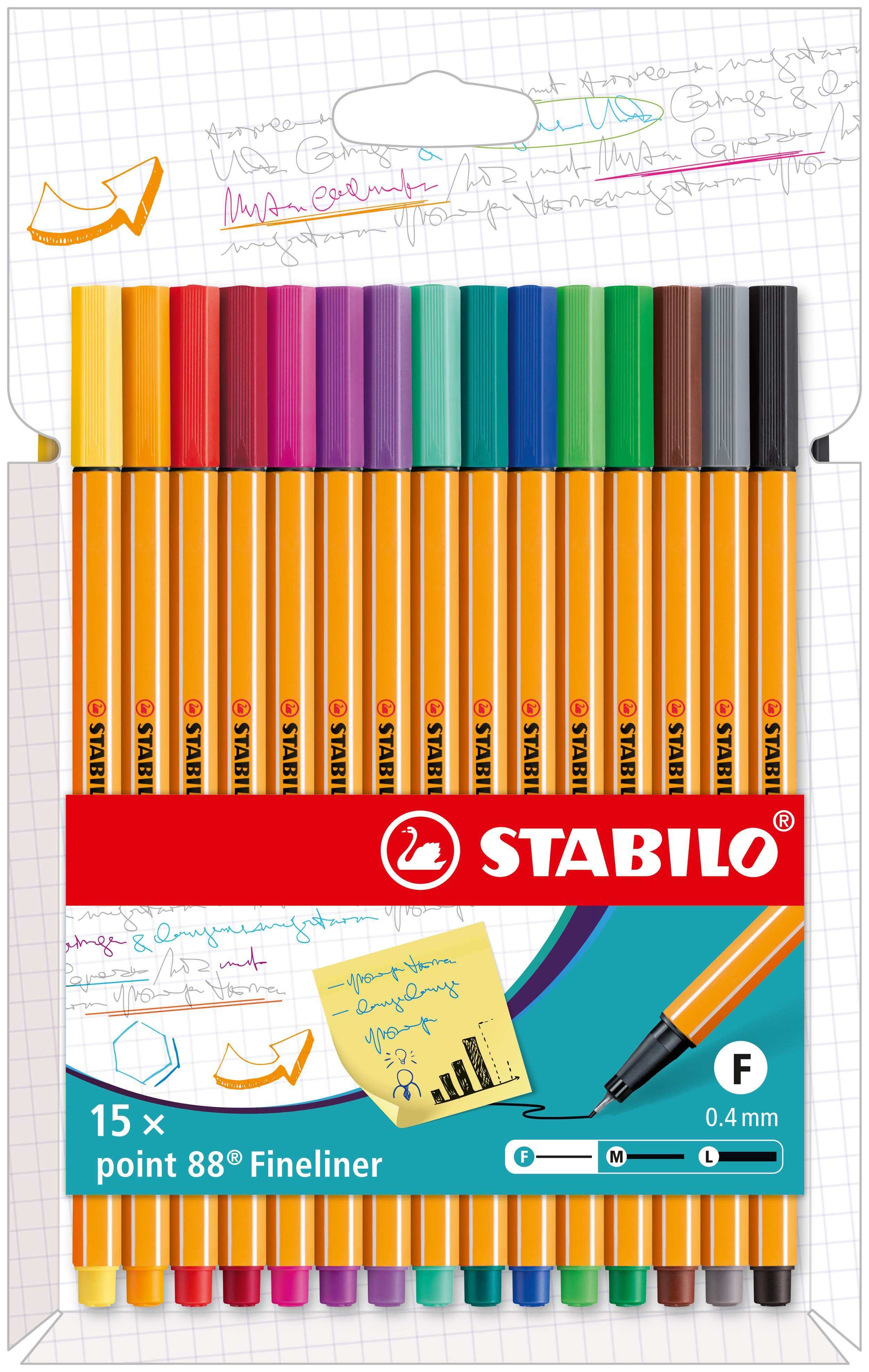 STABILO Stylo Fibre point 88 8815-4 Boîte en carton 15 pcs. Boîte en carton 15 pcs.