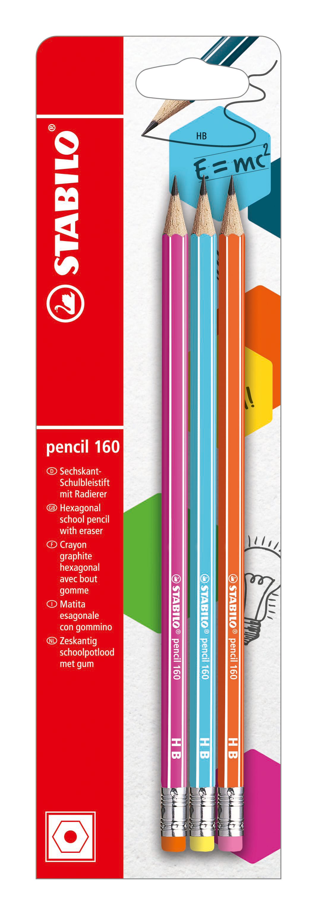 STABILO Bleistift 160 HB B-50500-10 ass. 3 pcs.