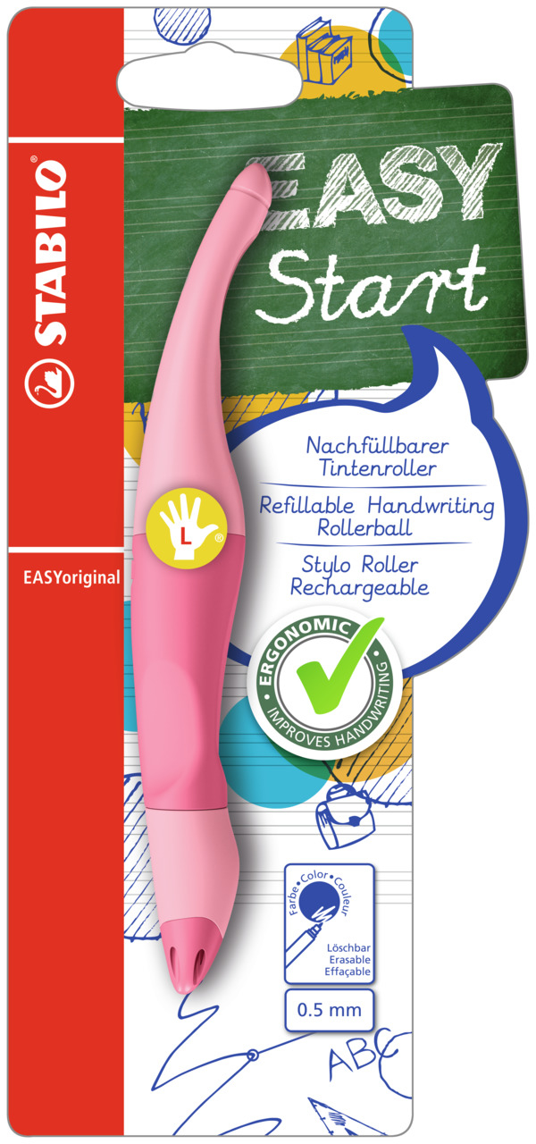 STABILO Roller à encre Easy Original B-58465-3 pink pastel, gaucher