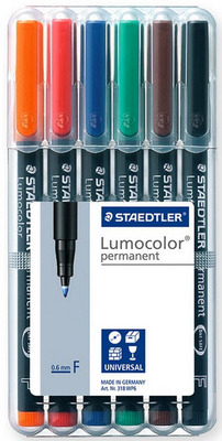 STAEDTLER Lumocolor permanent F 318-WP6 6 couleurs ass.