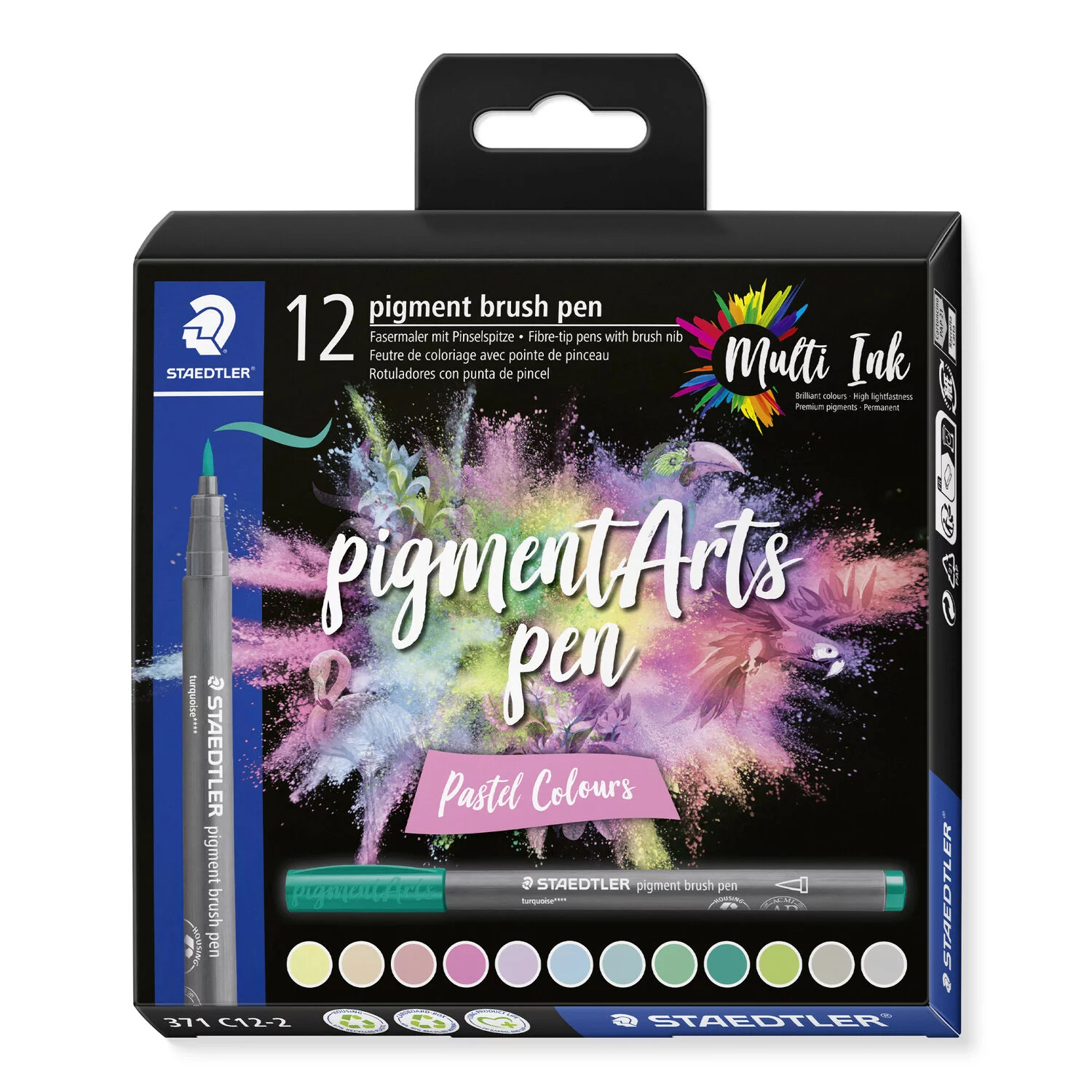 STAEDTLER Feutre de coloriage à brush 371 C12-2 pigment pen 376 12er Set pigment pen 376 12er Set