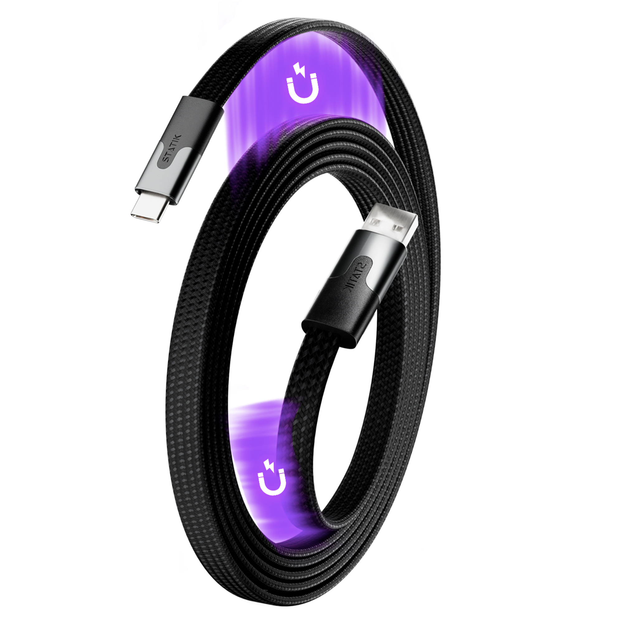 photo STATIK MagStack Slim Cable PUP-0494-3FT-AC-BLK USB-A to C, 1M, 27W Black