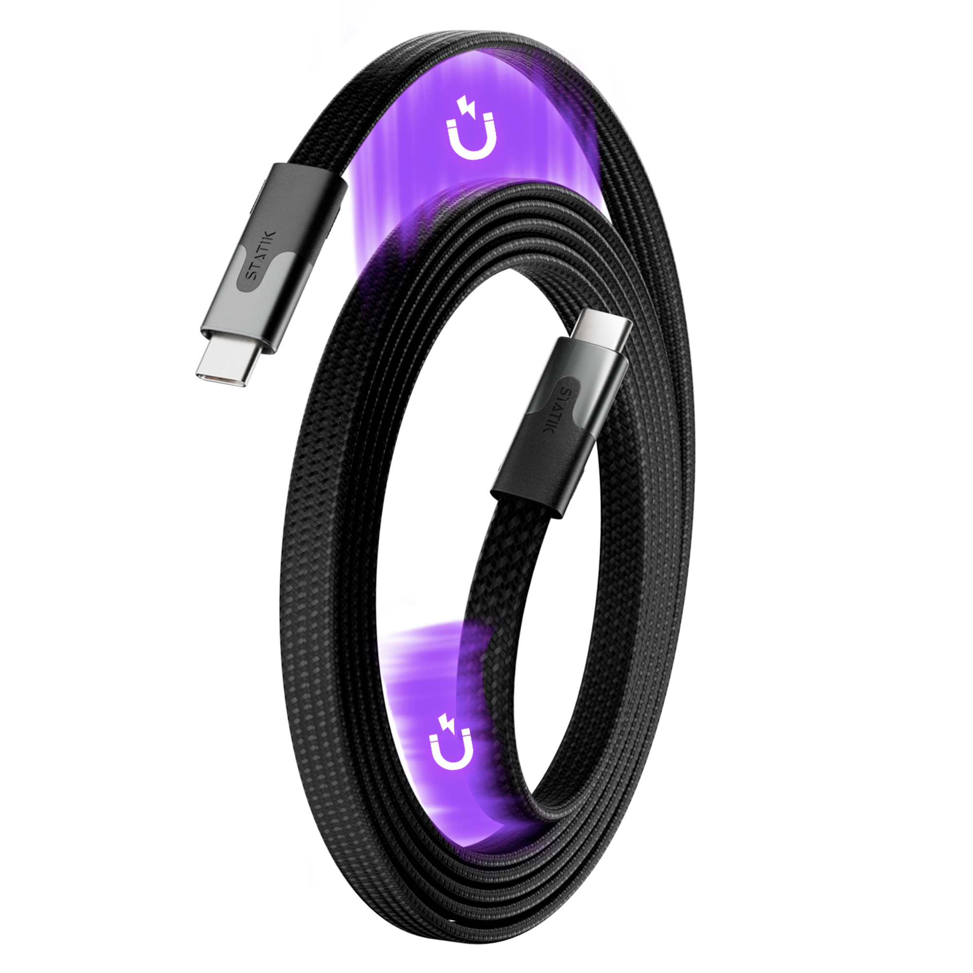 photo STATIK MagStack Slim Pro Cable PUP-0495-3FT-CC-BLK USB-C to C, 1M, 100W Black