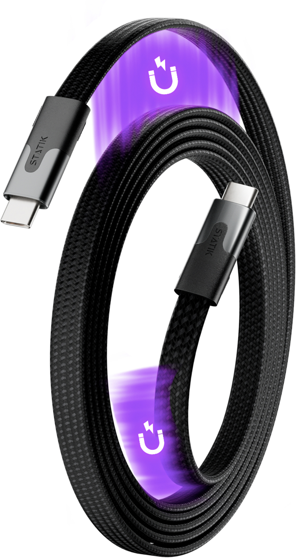 photo STATIK MagStack Slim Pro Cable PUP-0495-6FT-CC-BLK USB-C to C, 2M, 100W Black