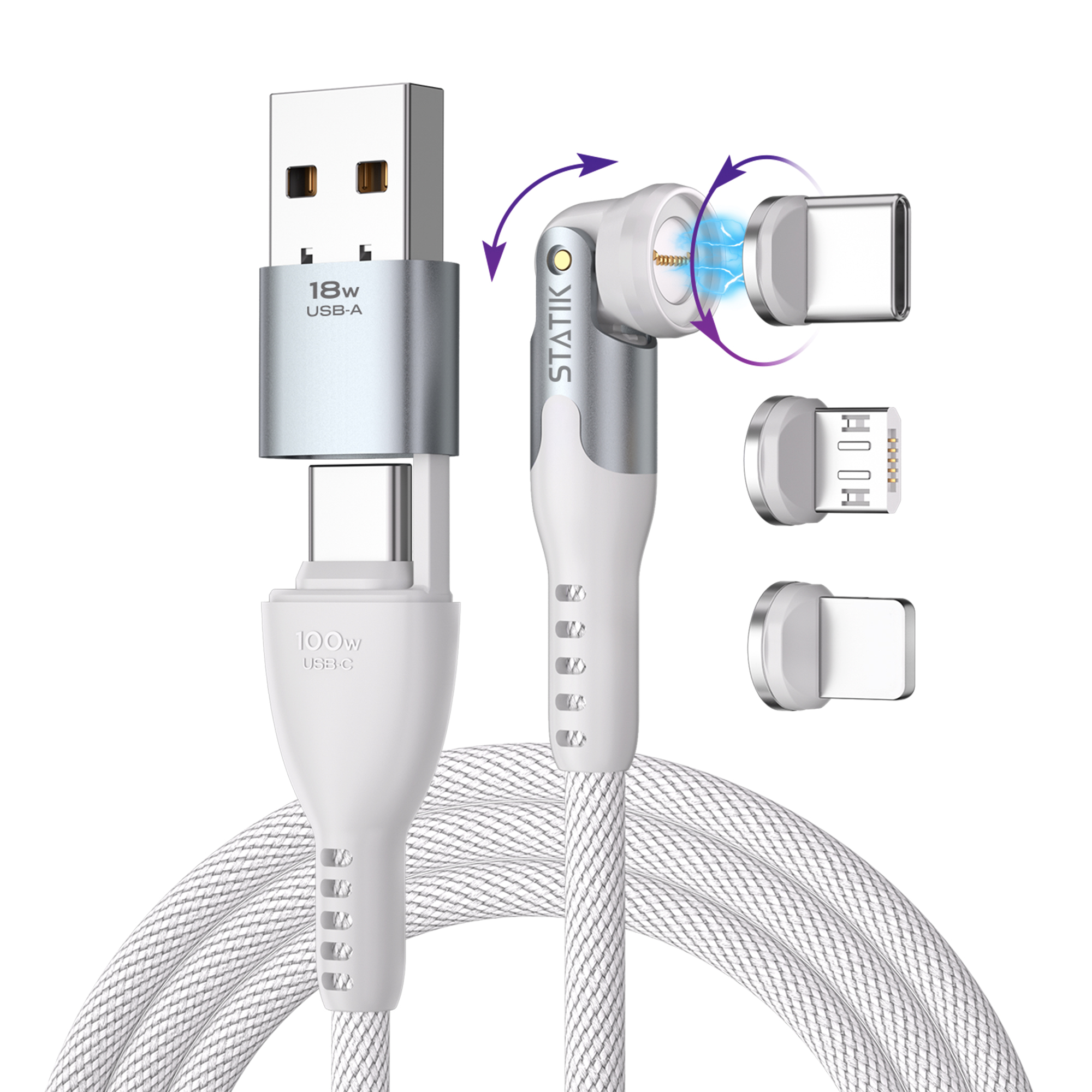 photo STATIK Statik 360 Pro, Uni.Mag. Tip PUP-0520-WHT-6FT Cable 2.0, 2m, 100W White