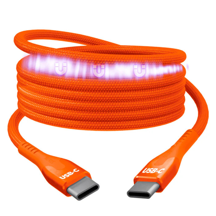 photo STATIK MagStack Pro,Magnetic Cable PUP-0550-3FT-CC-ORG USB-C to C, 1m 100W Orange