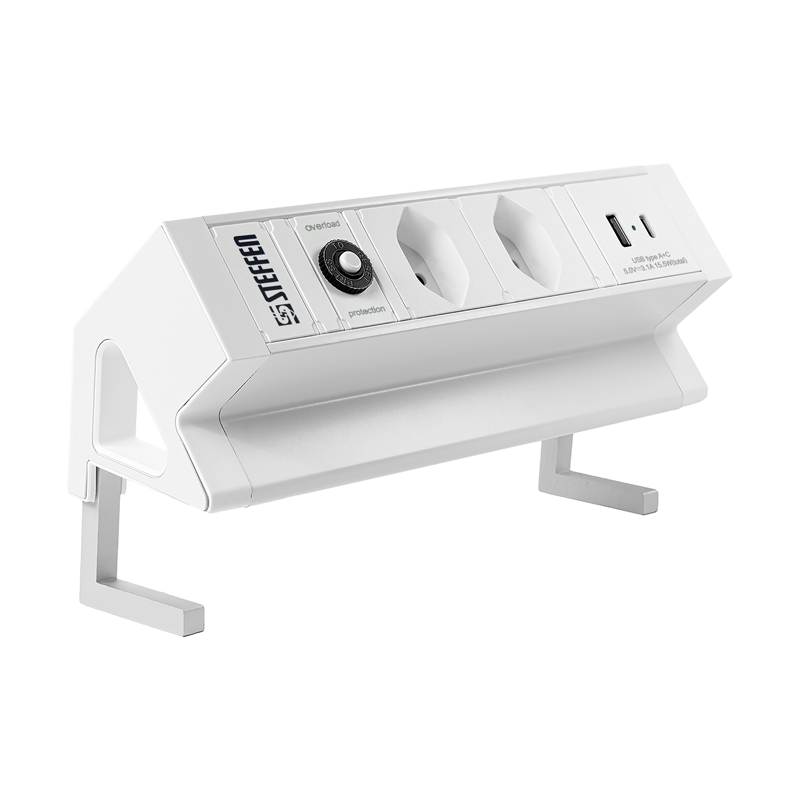 photo STEFFEN Multiprise Alu Desk 1.5m 50 00085 blanc