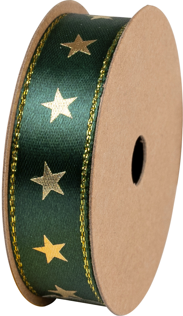 photo STEWO Ruban cadeau Satin Spule 2583410747 Stars vert foncé 15mm 15x3m