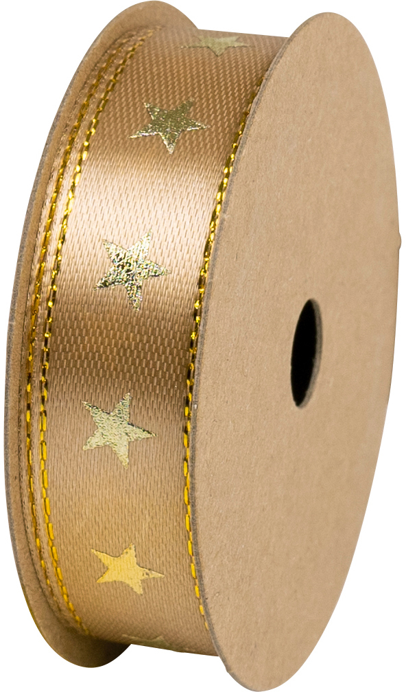 photo STEWO Ruban cadeau Satin Spule 2583410750 Stars beige 15mm 15x3m