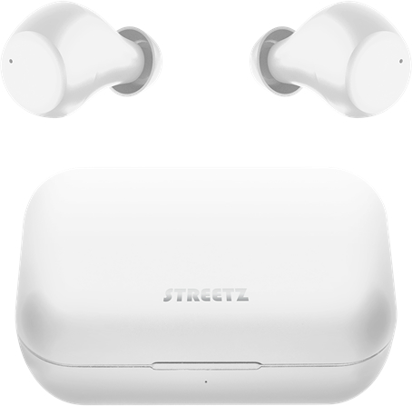 STREETZ TWS dual earbuds,white TWS-1111 w ChargeCase w ChargeCase