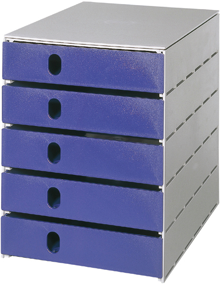 STYRO Set tiroires styroval pro 14-8000.38 gris/bleu 5 tiroirs