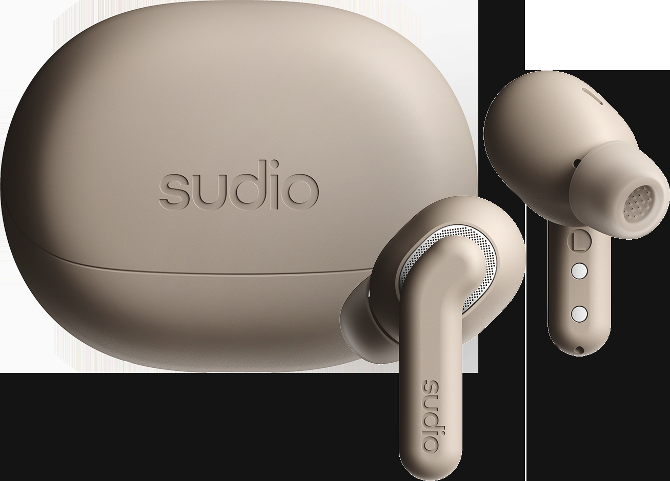 photo SUDIO Noise Cancelling Earbuds E4PROLAT E4 Pro, Latte, Wireless
