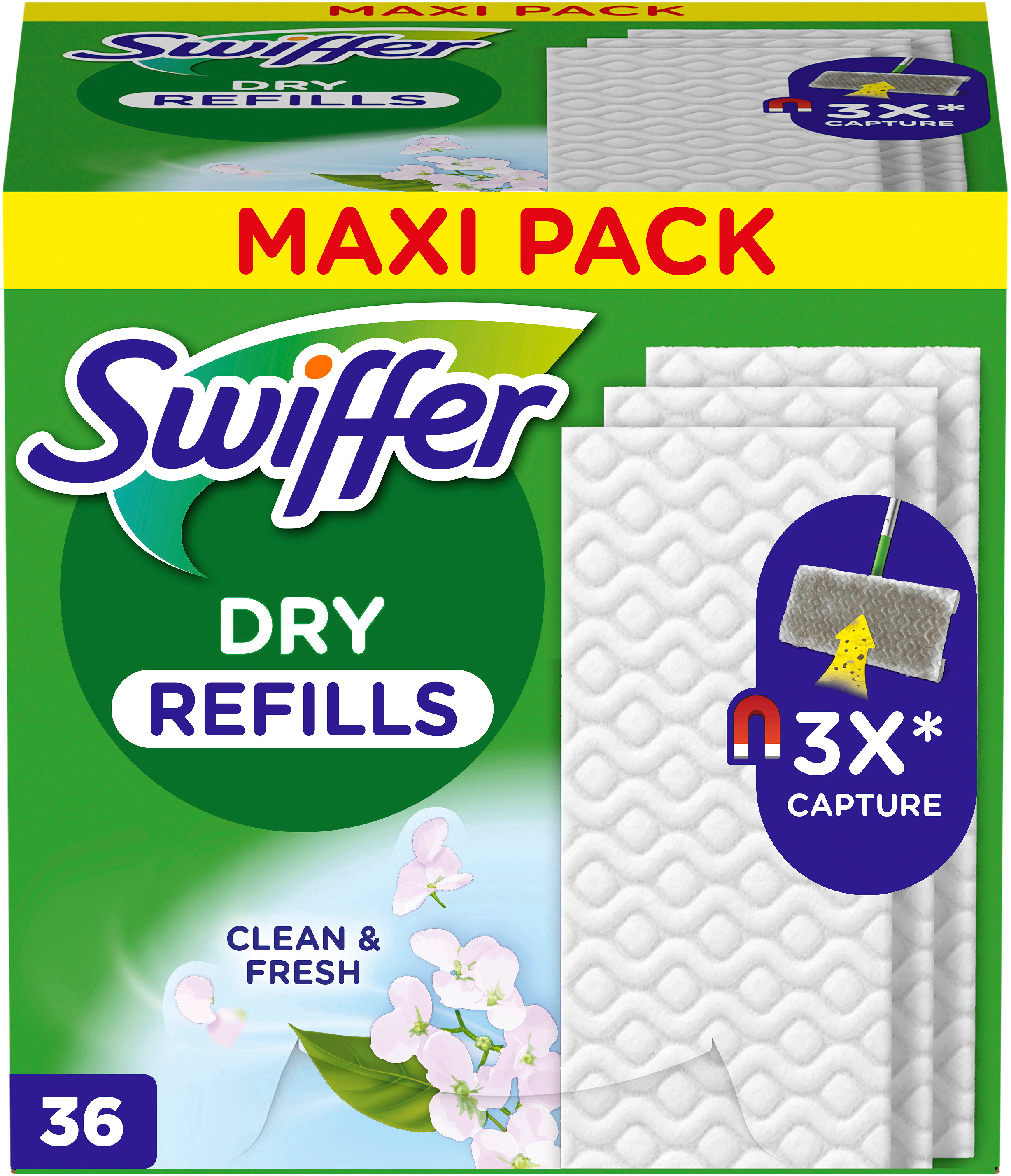 photo SWIFFER Lingettes à sec Refill 972093 Clean and Fresh 36 lingettes