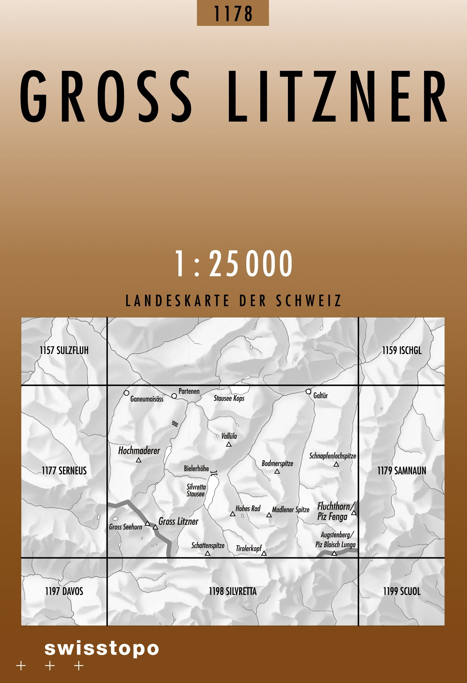 Swisstopo Landeskarte 1 : 25'000 Gross Litzner<br>