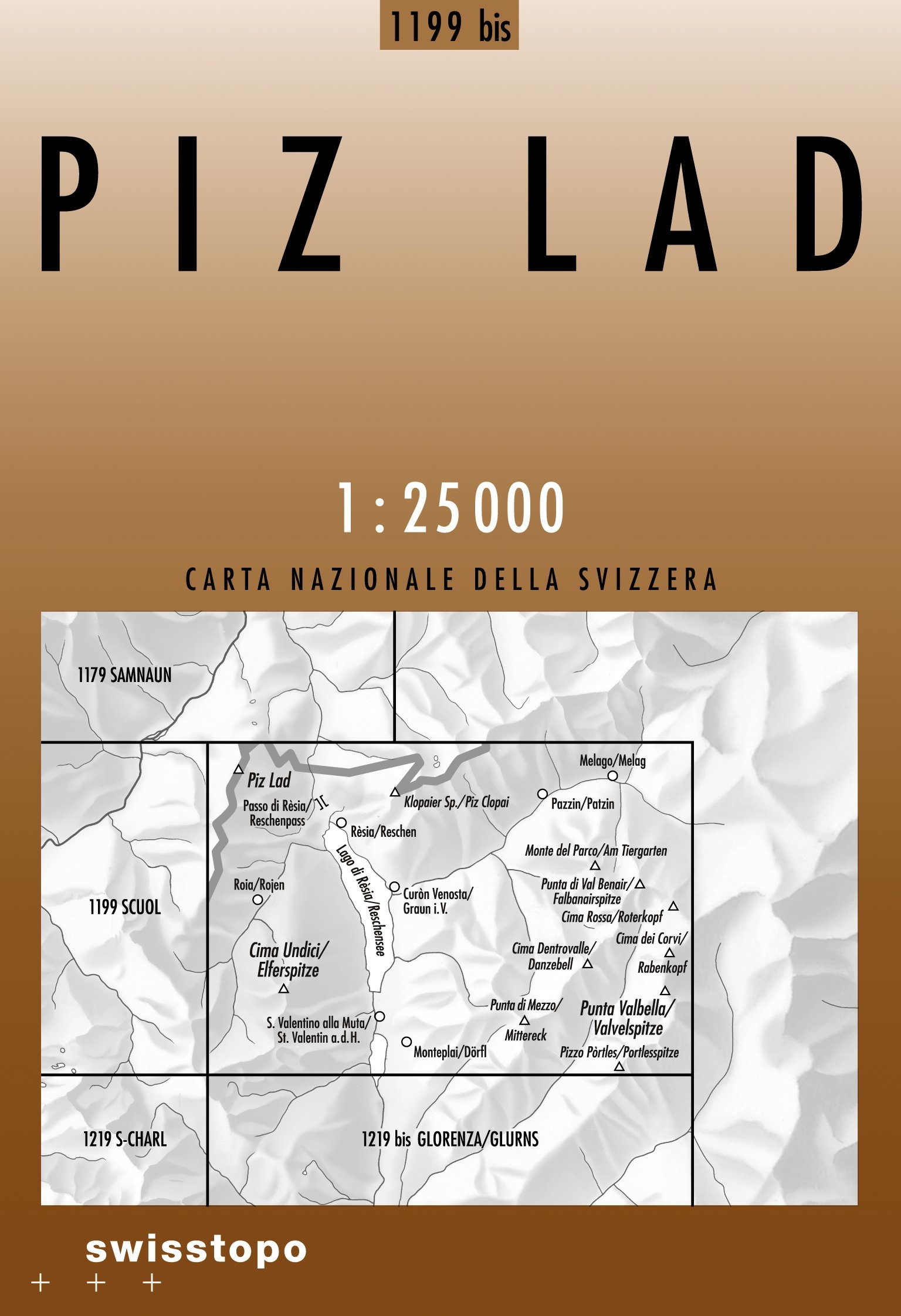 Swisstopo Landeskarte 1 : 25'000 Piz Lad<br>