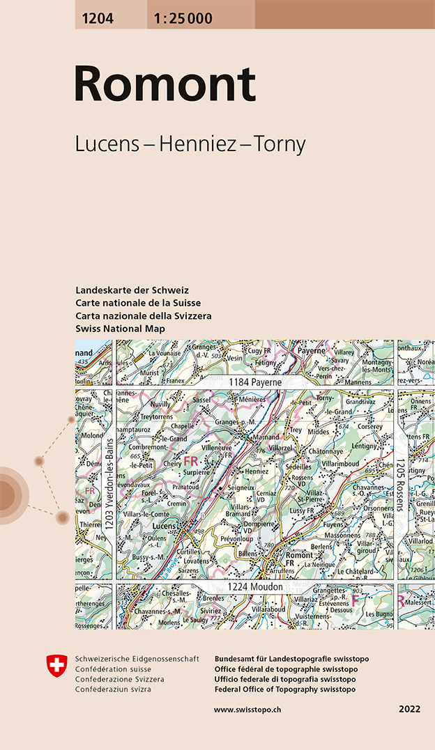 SWISSTOPO Landkarte 1204 Romont 1:25'000