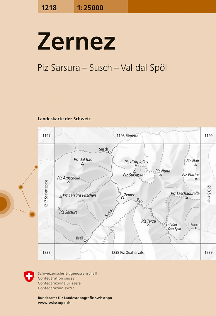Swisstopo Landeskarte 1 : 25'000 Zernez<br>