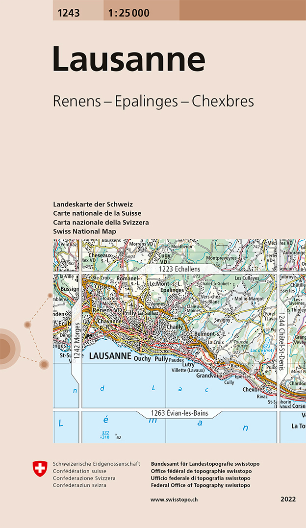 SWISSTOPO Landkarte 1243 Lausanne 1:25'000