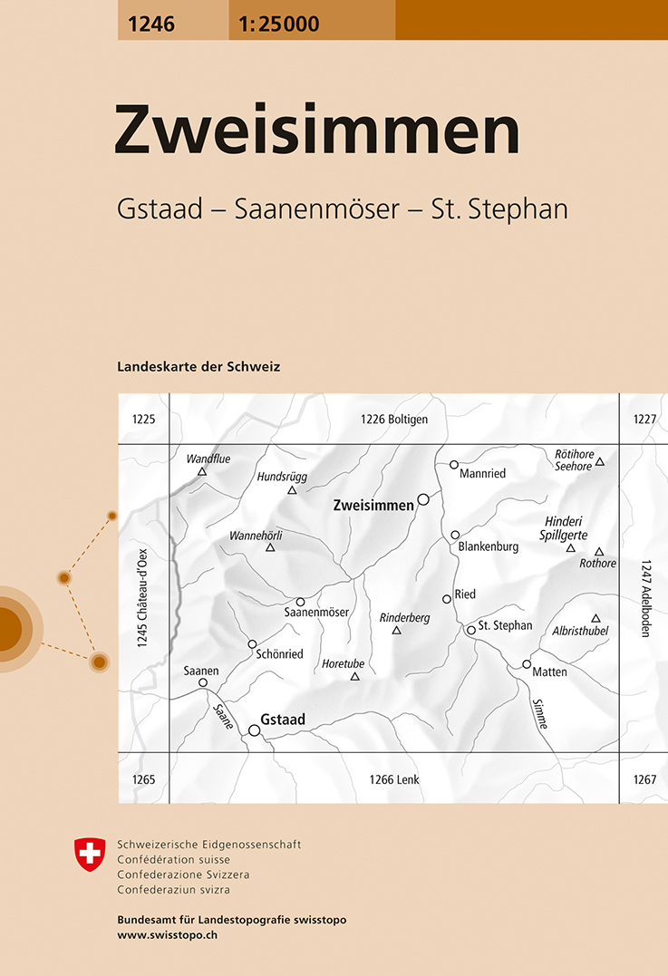 Swisstopo Landeskarte 1 : 25'000 Zweisimmen<br>
