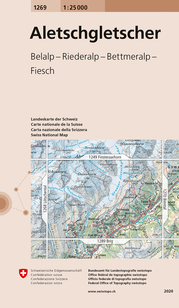 Swisstopo Landeskarte 1 : 25'000 Aletschgletscher<br>
