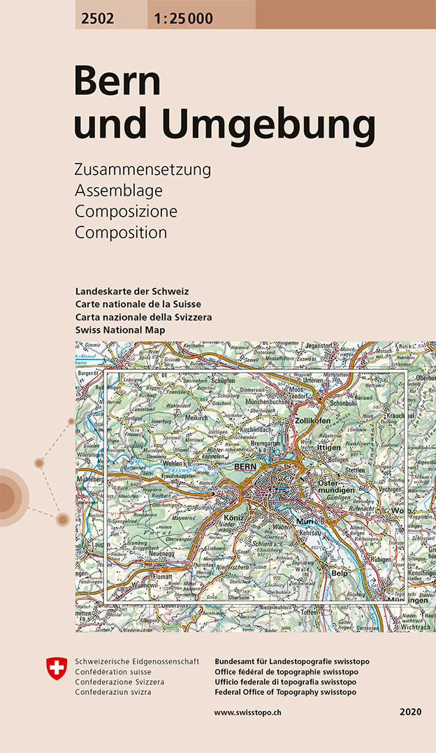 Swisstopo Landeskarte 1 : 25'000 Zusammensetzung Bern<br>