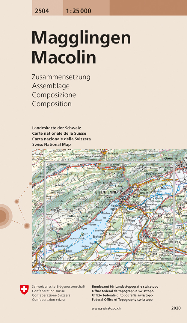 Swisstopo Landeskarte 1 : 25'000 Zusammensetzung Magglingen<br>