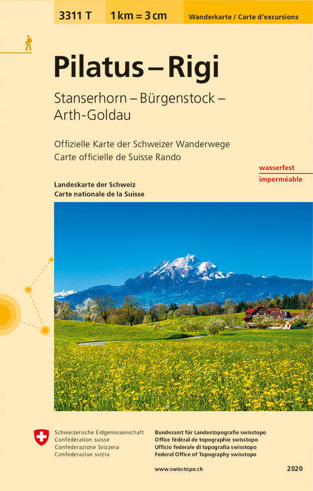 Wanderkarte 11x17,5cm 3311T Pilatus-Rigi vers.17 1:33'333