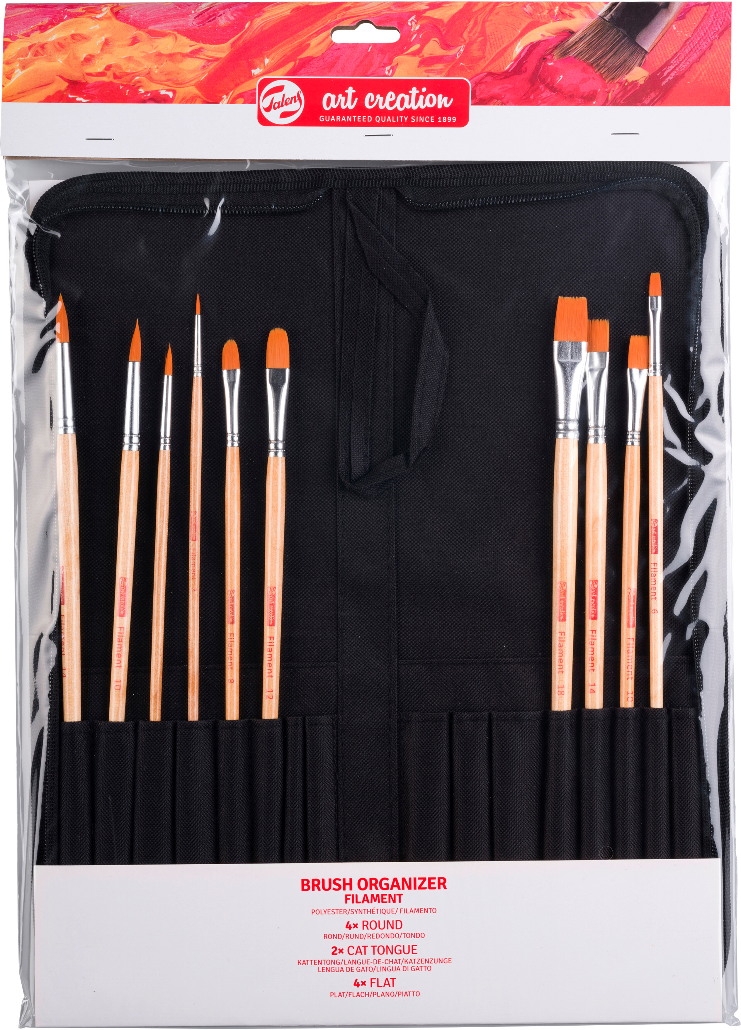 photo TALENS Set de pinceaux huile et acryl 9099230M avec étui 10 pièces