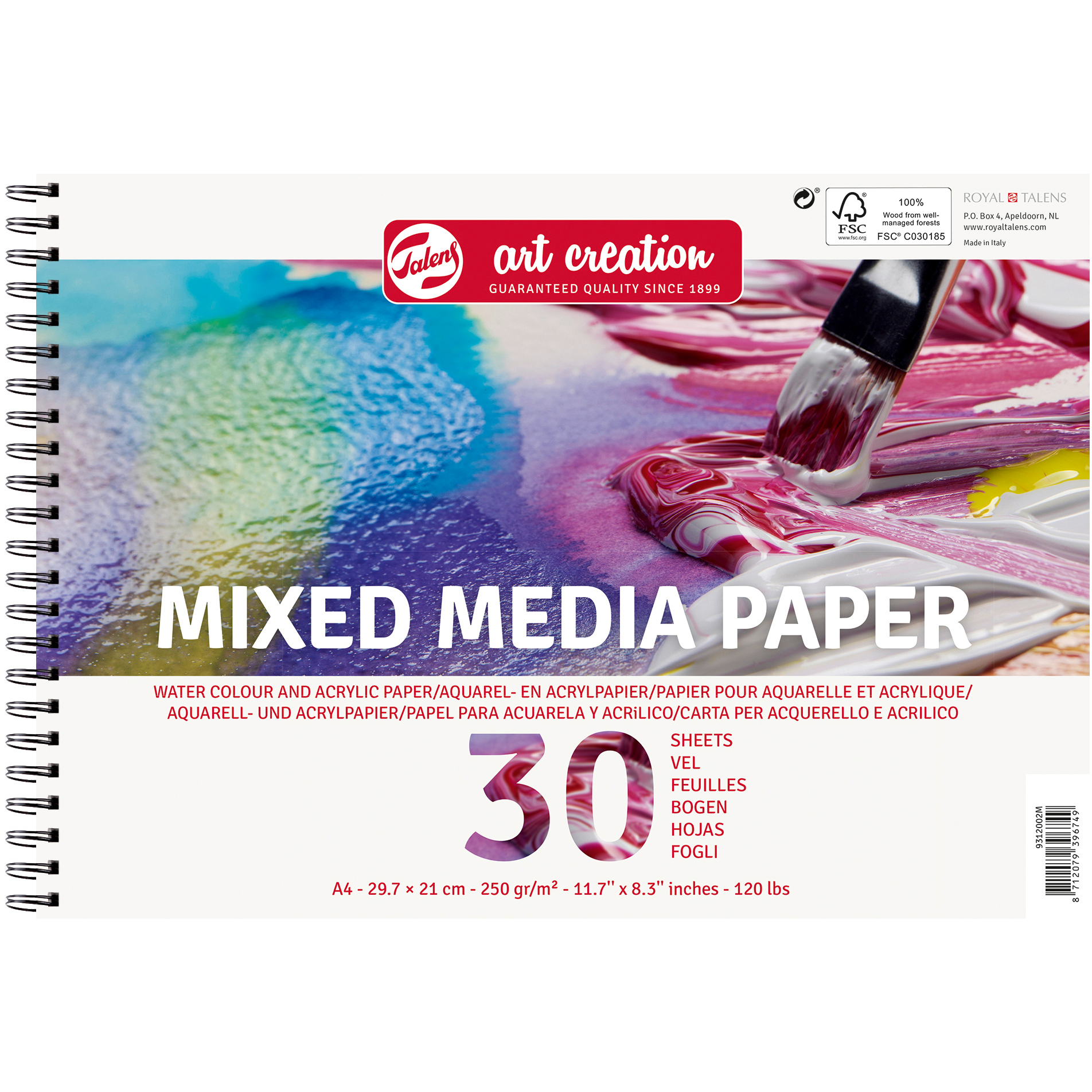 TALENS Mixedmedia Papier 9312002M A4, 250G, 30 Feuilles A4, 250G, 30 Feuilles