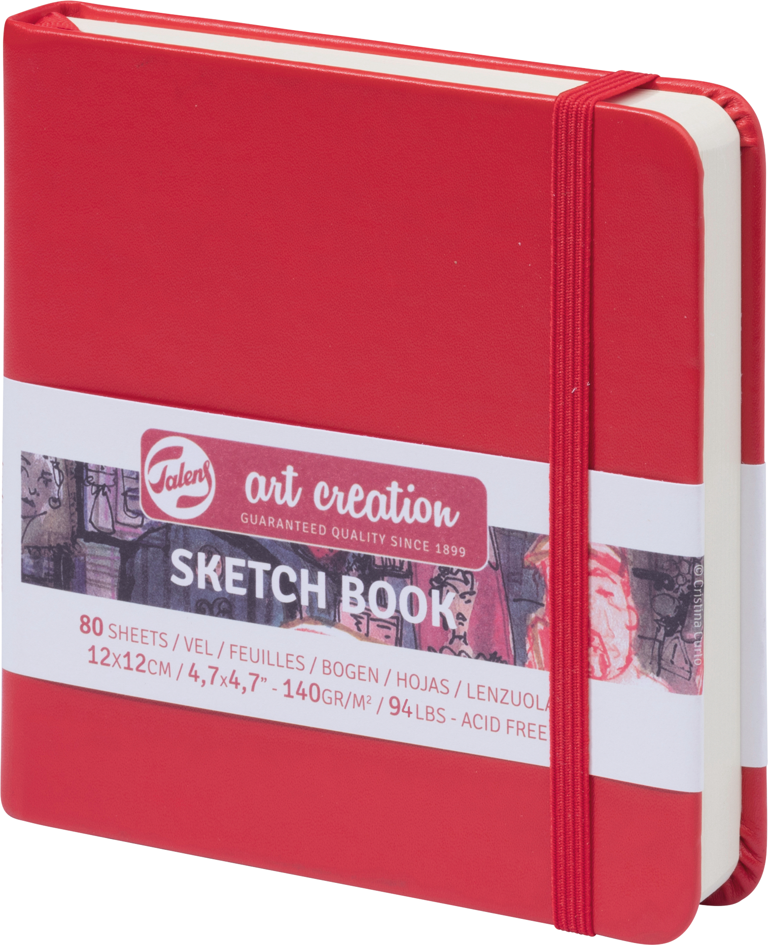 photo TALENS Sketchbook 12x12cm 9314204M rouge 80 pages