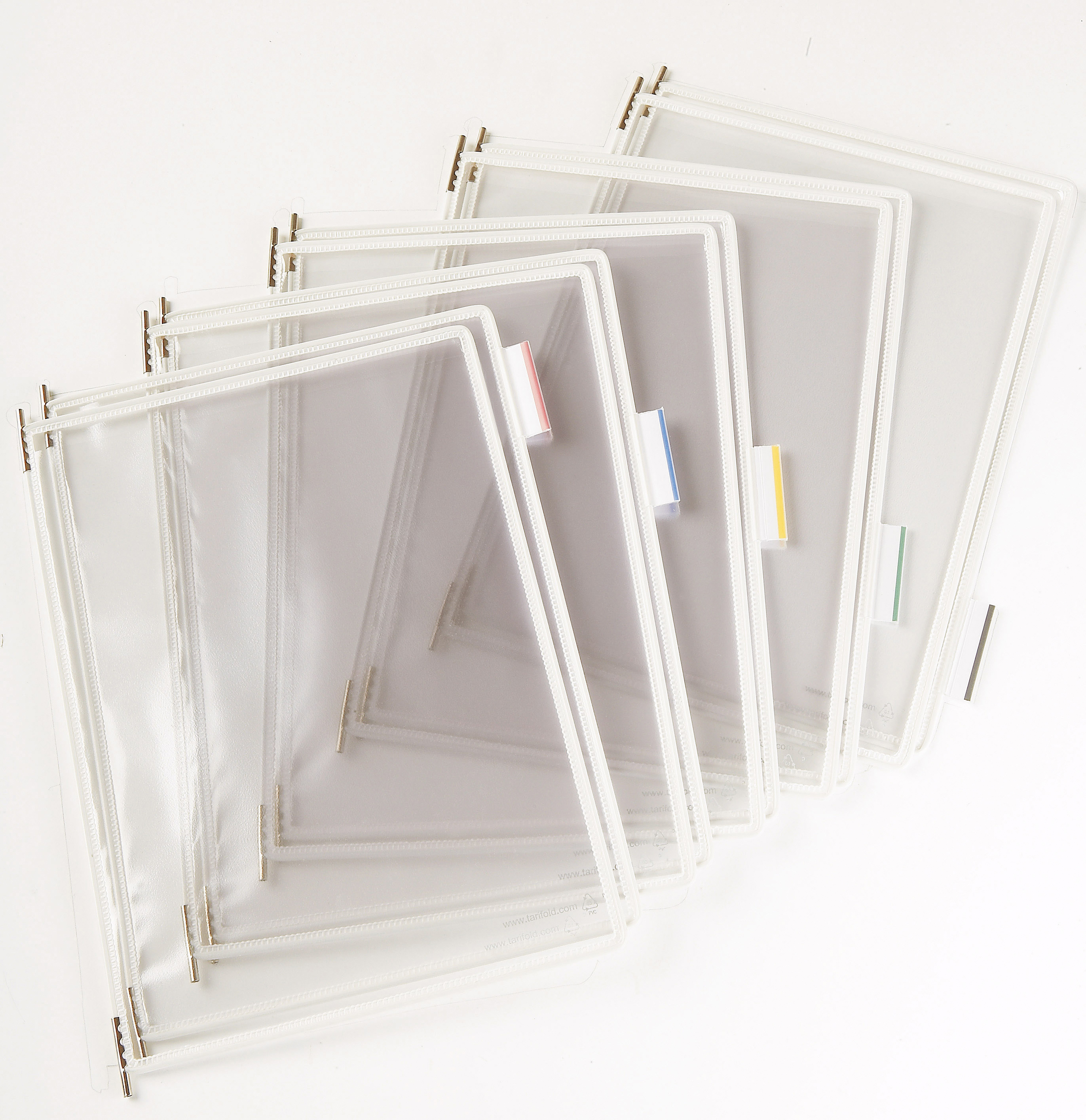 photo TARIFOLD T-Display poche à pivot A4 114002 PVC incl. 5 tabs blanc 10 pcs.