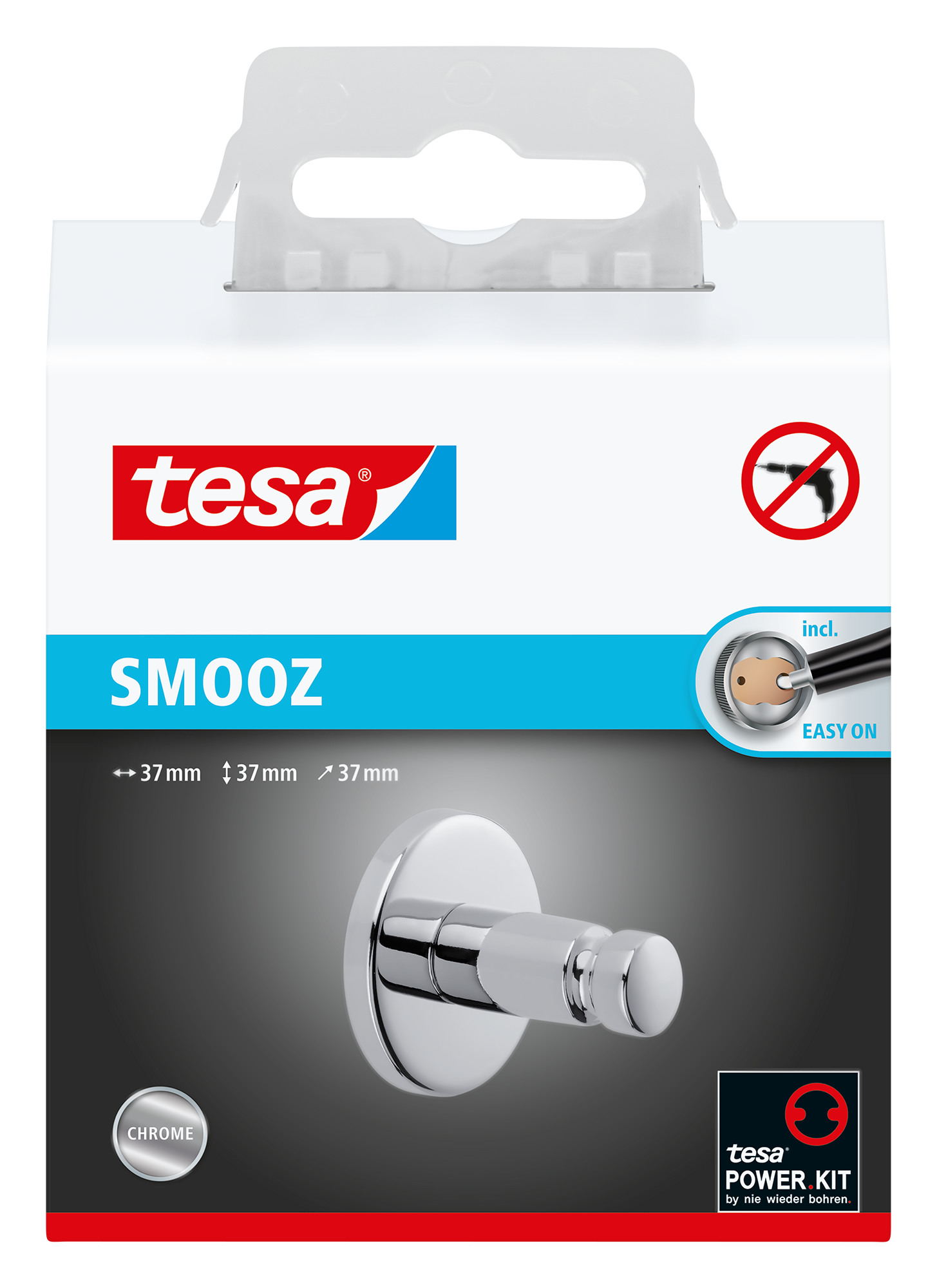 TESA Smooz crochet porte-serviette 40318-00000 chrome, autocollant