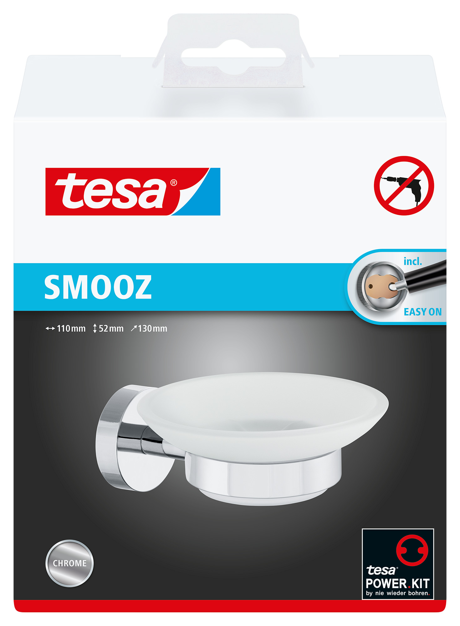 TESA Smooz porte-savon 40324-00000 chrome, autocollant