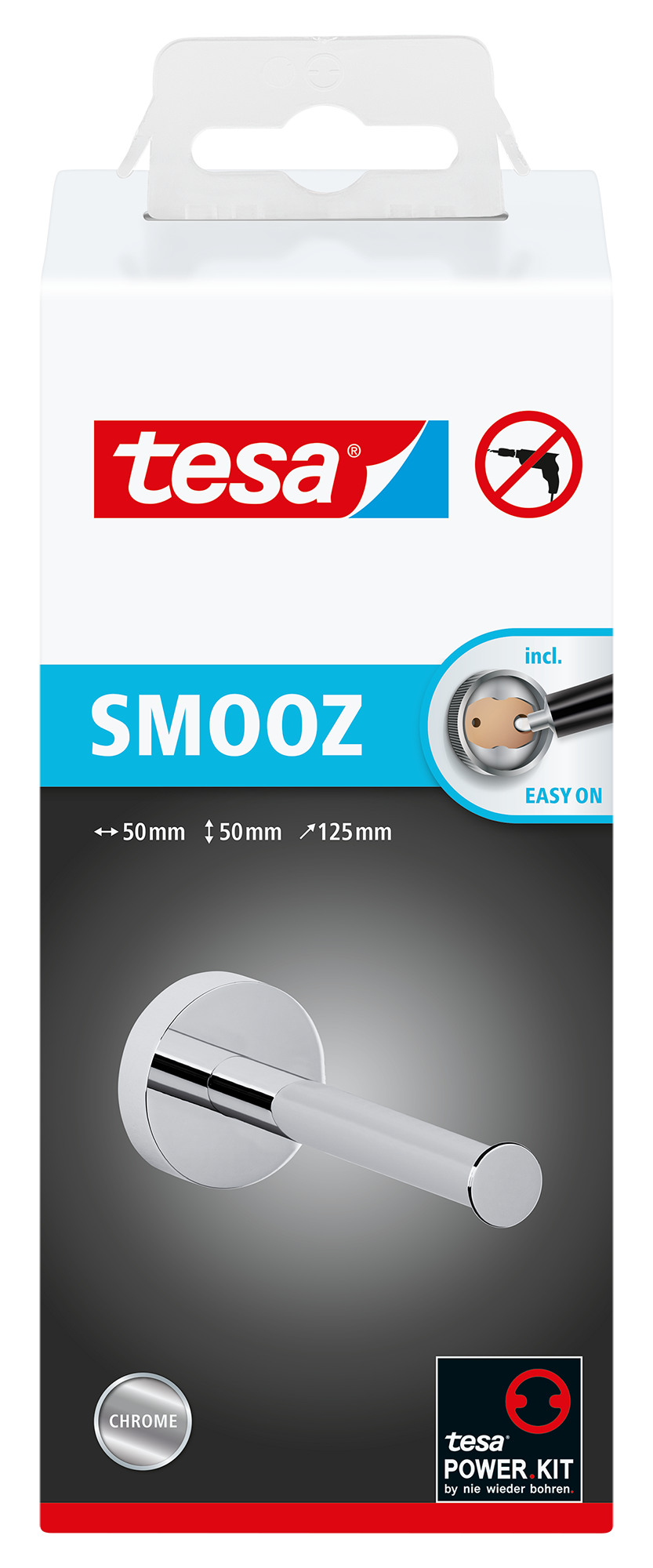 TESA Smooz porte-rouleau WC 40328-00000 chrome, autocollant