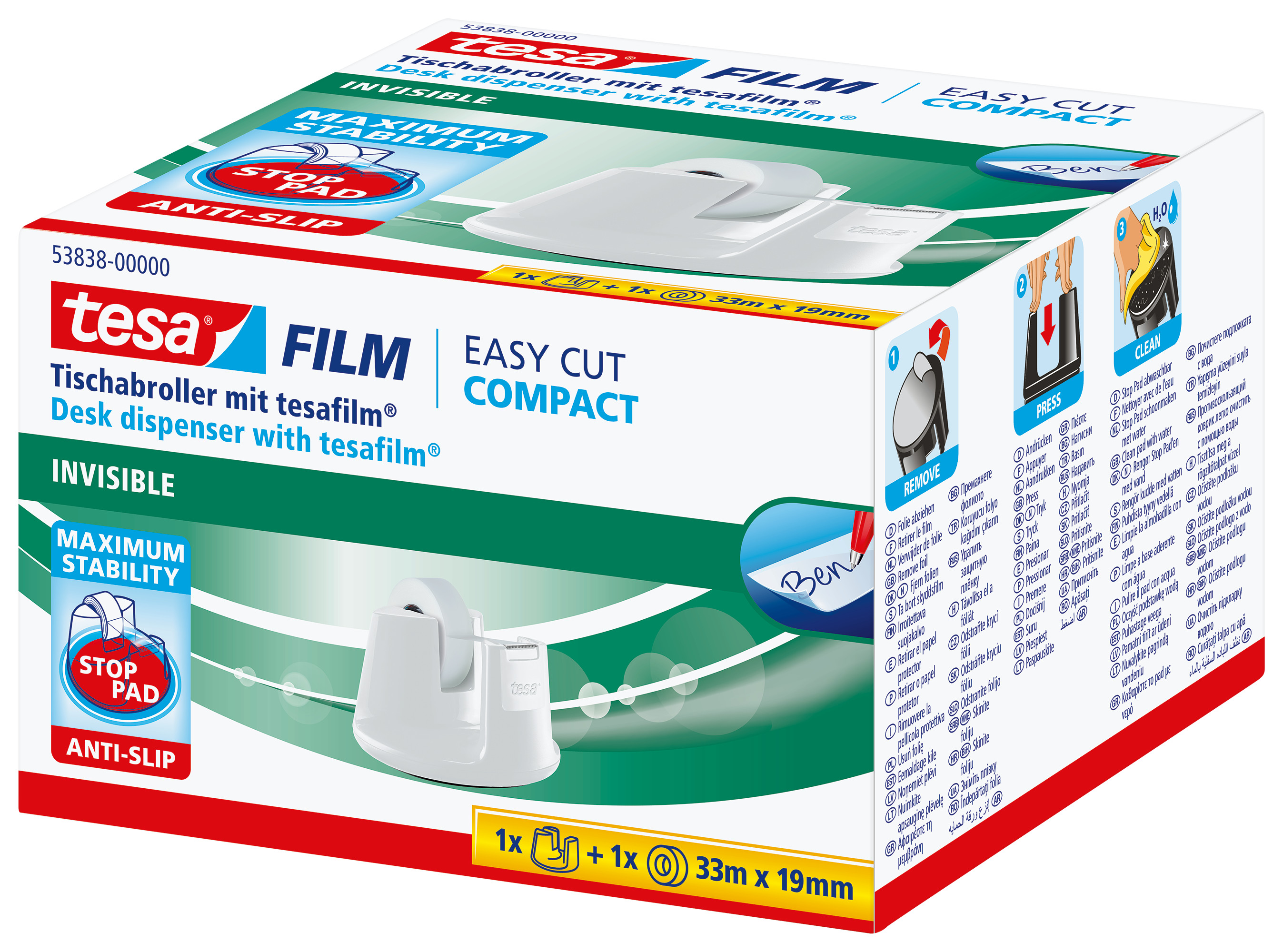 TESA Dérouleur Easy Cut 19mmx33m 538380000 blanc