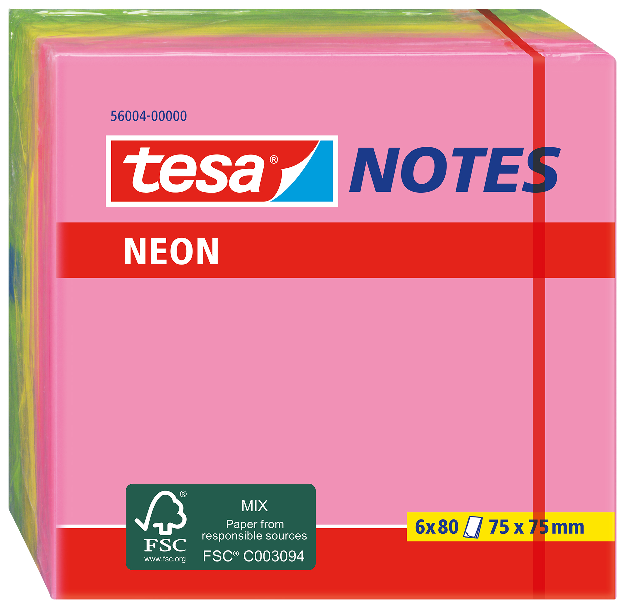 TESA Neon Notes 75x75mm 560040000 3 couleurs ass. 6x80 flls.