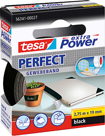 TESA Extra Power Perfect 2.75mx19mm 563410002 Ruban textil. noir