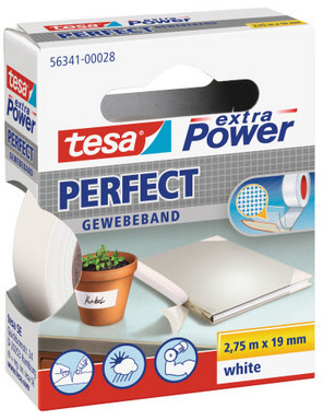 TESA Gewebeband Extra Power Perfect weiss 19mm x 2,75m<br>