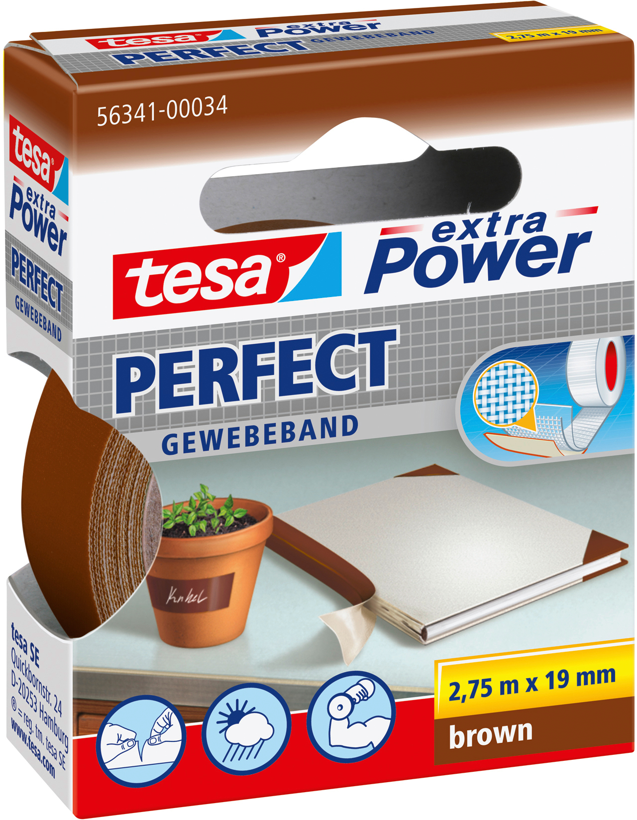 TESA Gewebeband Extra Power Perfect braun 19mm x 2,75m<br>
