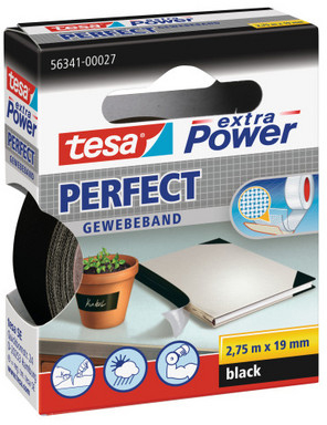 TESA Gewebeband Extra Power Perfect schwarz 38mm x 2,75m<br>
