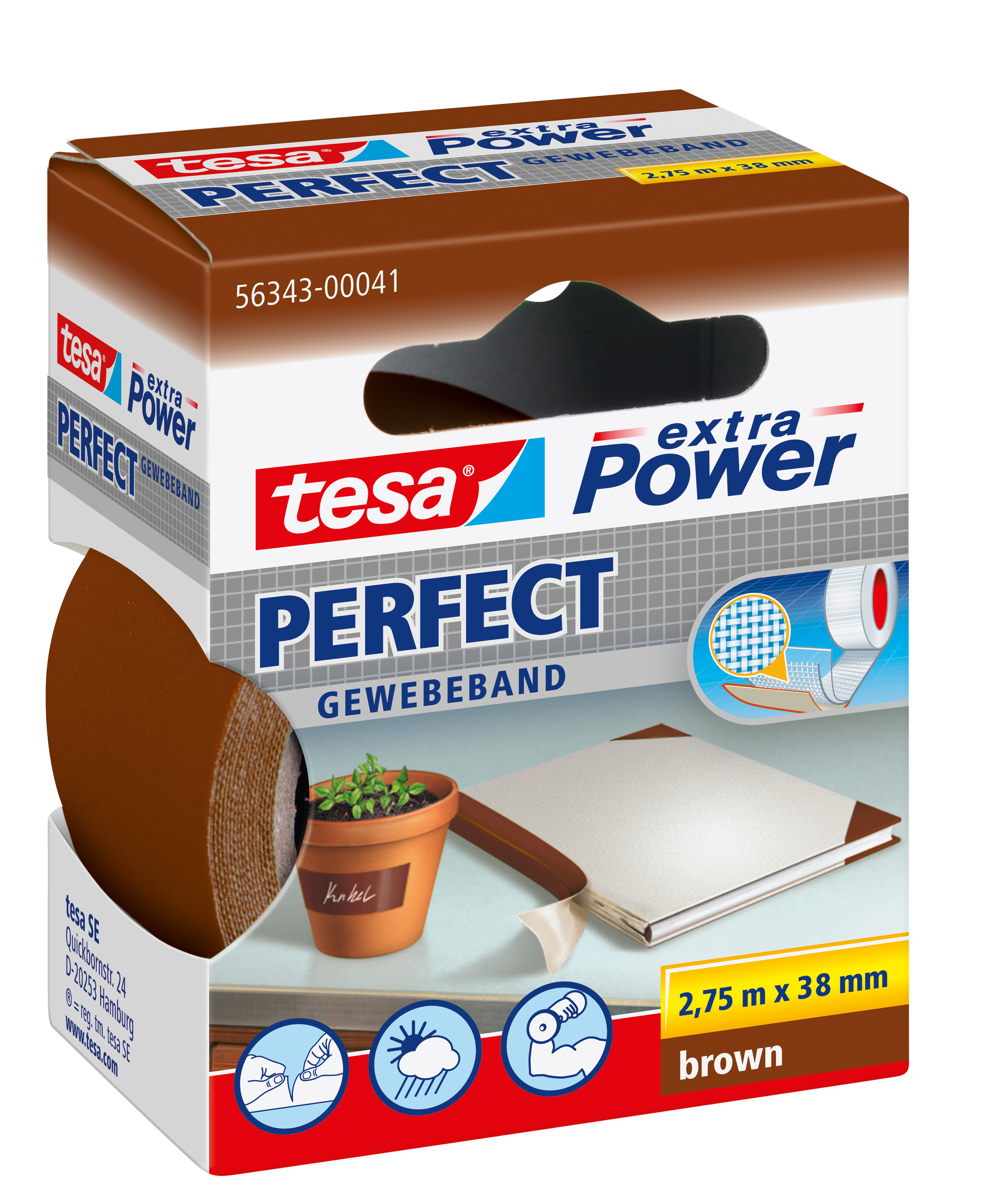 TESA Extra Power Perfect 2.75mx38mm 563430004 Ruban texitl. brun