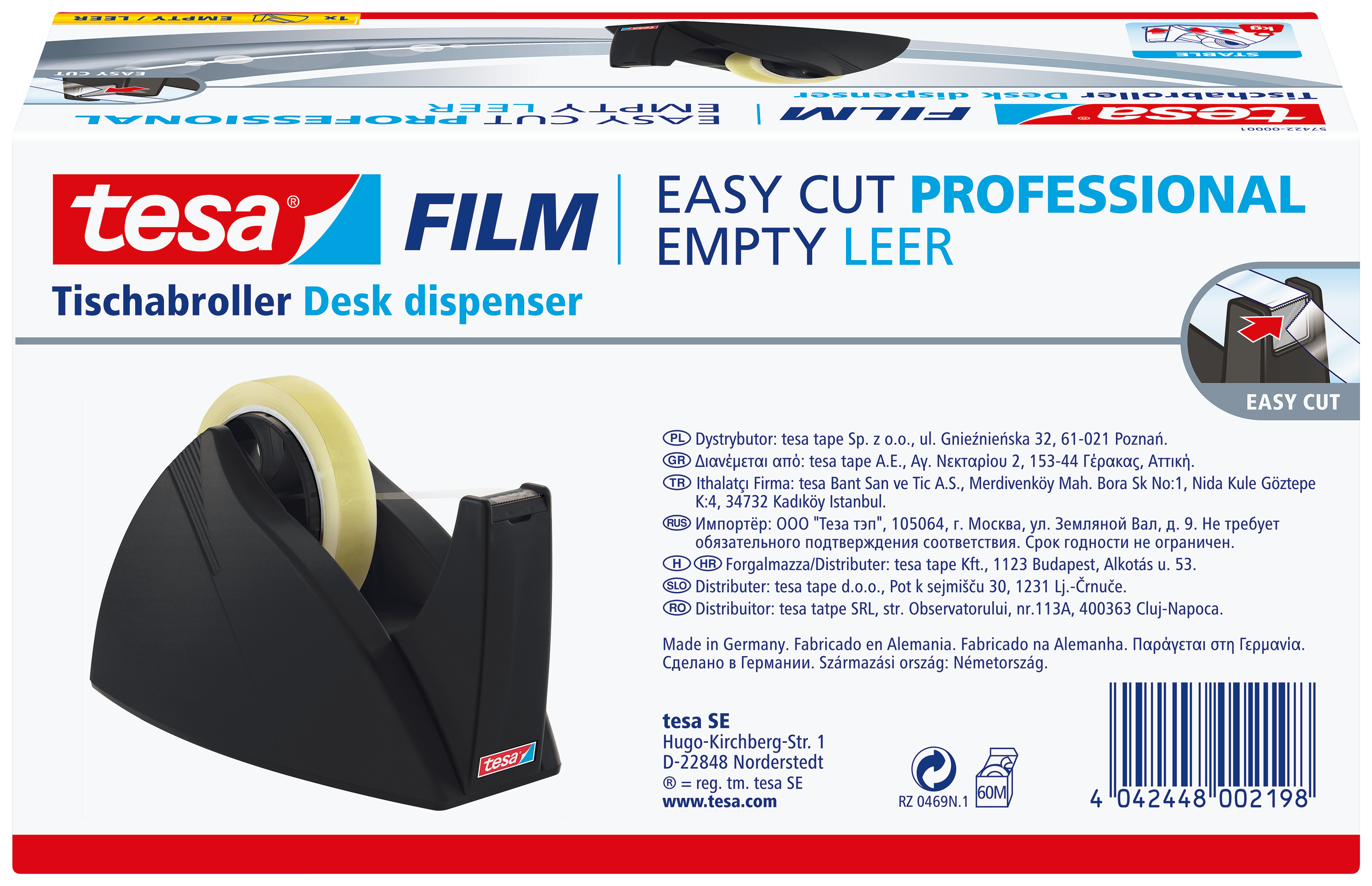 TESA Dérouleur table EasyCut Prof. 574220000 noir, max.25mm largeur rouleau